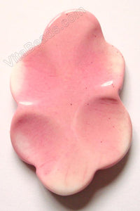 Wave Flower Oval Pendant - Pink Agate