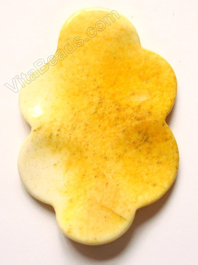 Wave Flower Oval Pendant - Yellow Agate