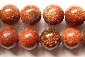 Brown Goldstone  -  Smooth Round  16"   12 mm