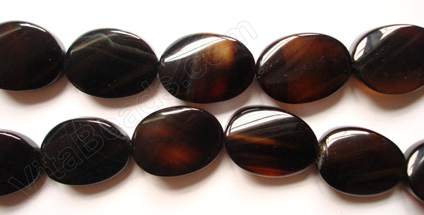 Black Onyx  -  Twist Flat Ovals  16"