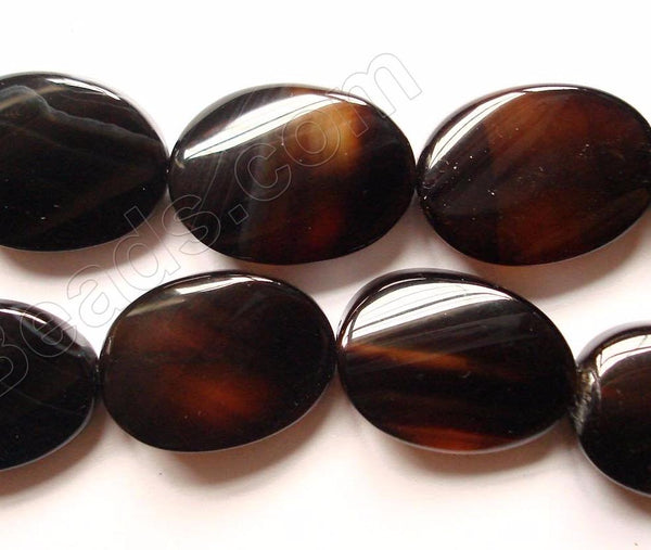 Black Onyx  -  Twist Flat Ovals  16"