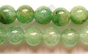 India Green Aventurine - Smooth Round Beads  16"   8 mm