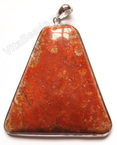 Fine Sterling Silver & Red Fossil Pendant - 03