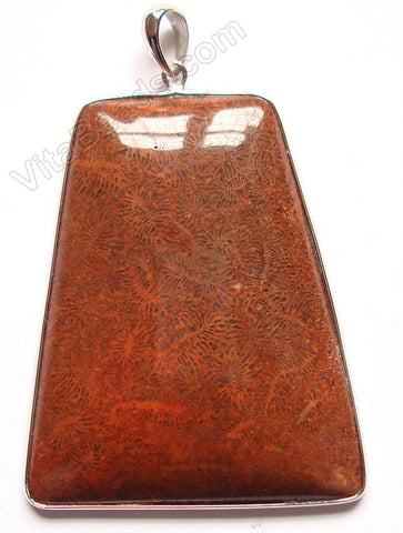 Fine Sterling Silver & Red Fossil Pendant - 24