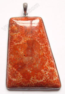 Fine Sterling Silver & Red Fossil Pendant - 25