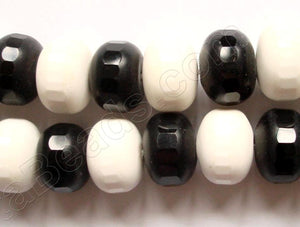 Mixed Black Onyx / White Agate -  Faceted Big Rondels 16"