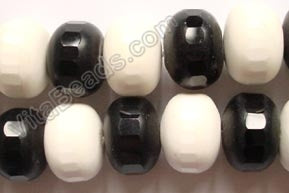 Mixed Black Onyx / White Agate -  Faceted Big Rondels 16"