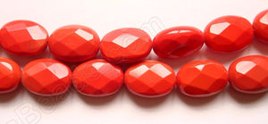 Faceted Oval  -  002 Red Stone 16"