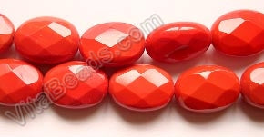 Faceted Oval  -  002 Red Stone 16"