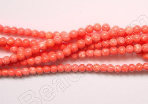 Dark Pink Co-ral (Manmade)   -  2mm Small Smooth Round