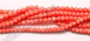 Dark Pink Co-ral (Manmade)   -  2mm Small Smooth Round