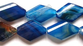 Dyed Sardonix Agate - Blue -  Faceted Twist Diamond  16"
