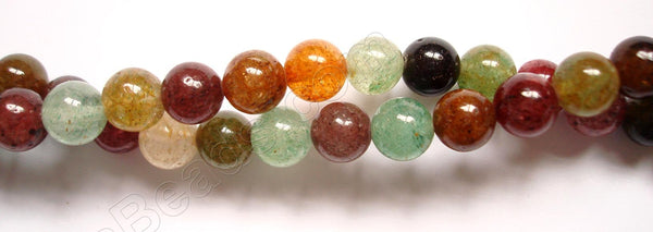 Mixed India Green Aventurine  -  Smooth Round Beads 16"