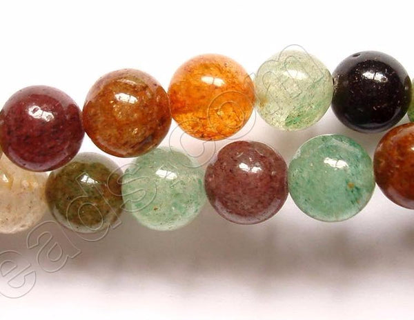 Mixed India Green Aventurine  -  Smooth Round Beads 16"