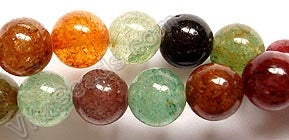 Mixed India Green Aventurine  -  Smooth Round Beads 16"