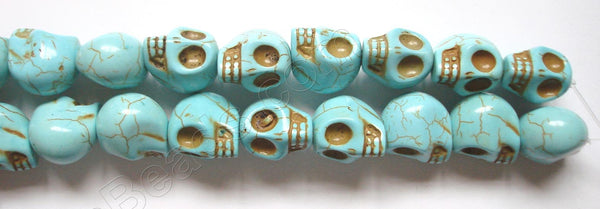 Blue Cracked Chinese Turquoise  -  Carved Skeleton  16"