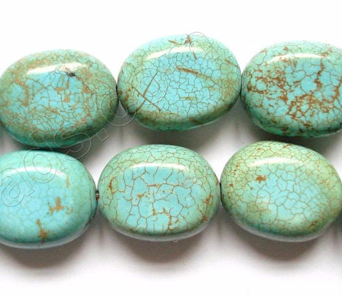 Cracked Chinese Turquoise  -  Flat Egg Nuggets 16"
