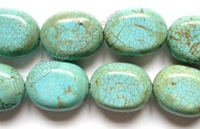 Cracked Chinese Turquoise  -  Flat Egg Nuggets 16"