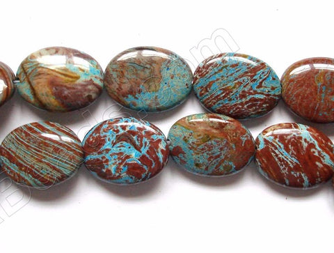 Aqua Stripe Jasper  -  Puff Oval  16"