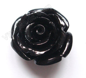 Carved Small Rose Pendant Synthetic Black Qtz