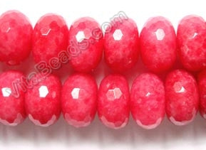 Dyed Jade (Red)  -  Big Faceted Rondel  16"    10 x 16 mm