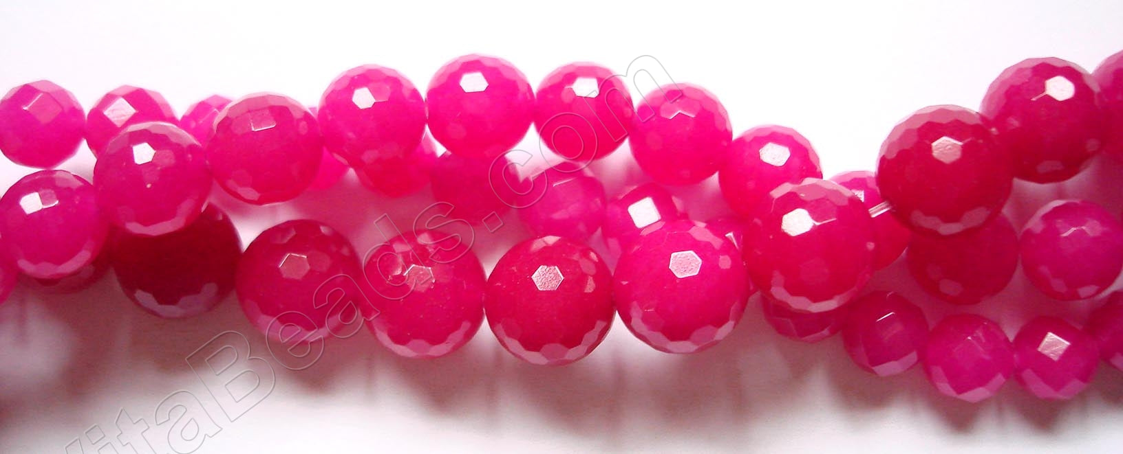 Deep Fuchsia Mashan Jade  -  Faceted Round  16"