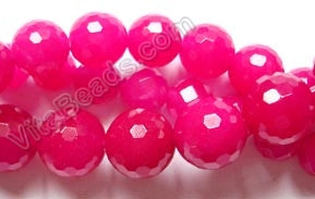 Deep Fuchsia Mashan Jade  -  Faceted Round  16"