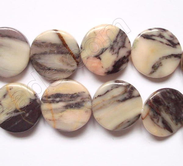 Pink Zebra Jasper  -  Puff Coins 16"