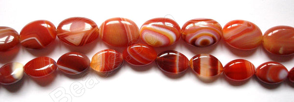 Carnelian w/ White Stripes  -   Puff Oval  16"