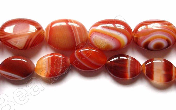 Carnelian w/ White Stripes  -   Puff Oval  16"