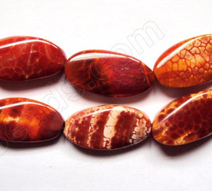 Red Fire Agate w Black  -  Twisted Flat Long Ovals  16"