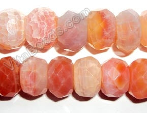 Peach Fire Agate  -  Big Faceted Rondels  16"    18 x 12 mm