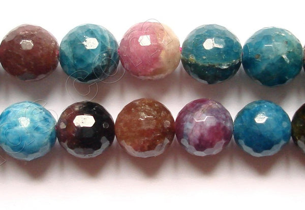 Apatite &. Tourmaline -  Faceted Round Beads  16"