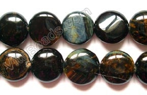 Blue Tiger Eye AA  -  Puff Coins  16"