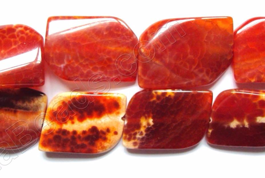 Fire Agate  -  Big Fancy Twist Puff Rectangles  16"