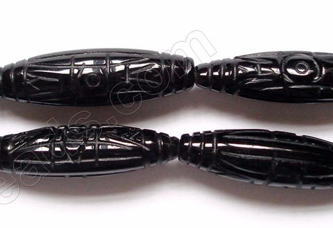 Black Agate  -  Carved Long Rice   16"