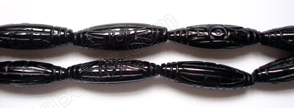 Black Agate  -  Carved Long Rice   16"