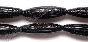 Black Agate  -  Carved Long Rice   16"