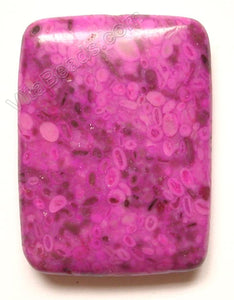 Pendant - Smooth Rectangle Cracked TQ - Fuchsia Light