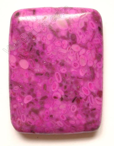 Pendant - Smooth Rectangle Cracked TQ - Fuchsia Light