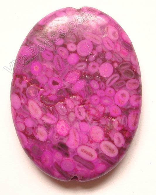 Pendant - Smooth Oval Cracked TQ - Fuchsia