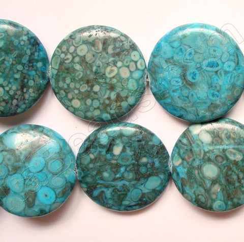 Compress Crack Turquoise Blue -  Big Puff Coins  16"