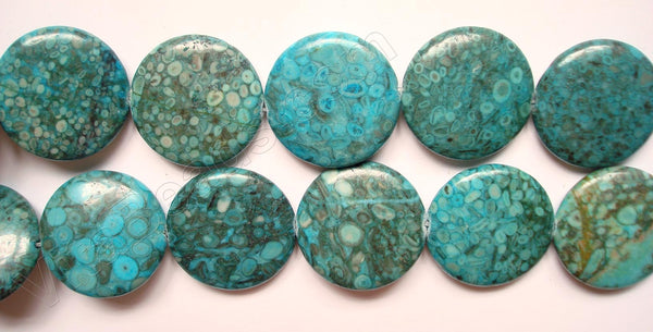 Compress Crack Turquoise Blue -  Big Puff Coins  16"