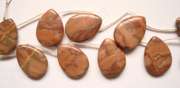 Chinese Red Zebra Jasper  -  Smooth Flat Briolette  16"