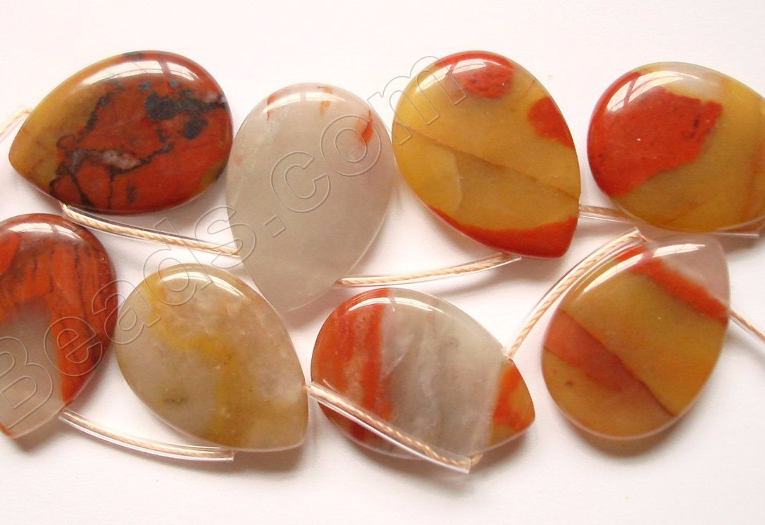 Multi Colored Carnelian Light  -  Smooth Flat Briolette  16"