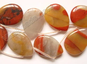 Multi Colored Carnelian Light  -  Smooth Flat Briolette  16"