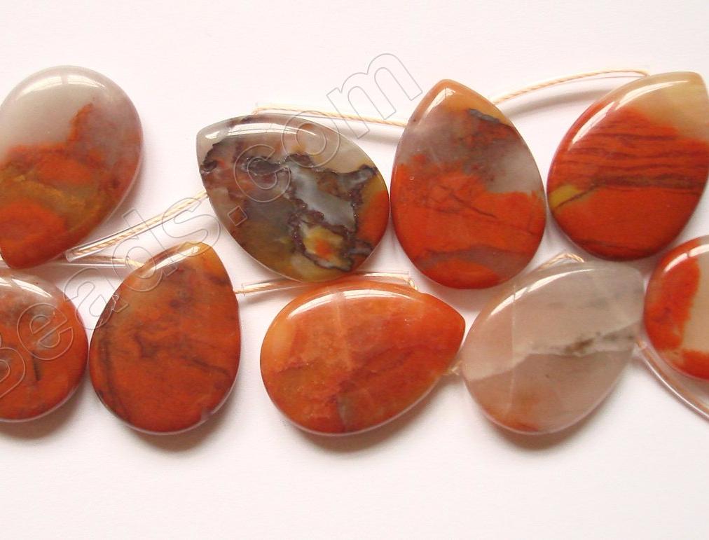 Multi Colored Carnelian Dark  -  Smooth Flat Briolette  16"