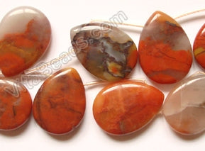 Multi Colored Carnelian Dark  -  Smooth Flat Briolette  16"