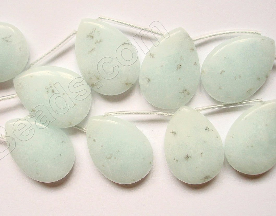 Light Spot Amazonite Stone  -  Smooth Flat Briolette  16"