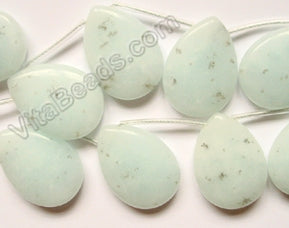 Light Spot Amazonite Stone  -  Smooth Flat Briolette  16"